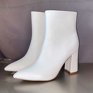 White high heel booties